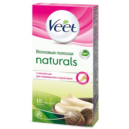 Veet полоски восковые 10шт с маслом ши Naturals ск.10% (4607109407332)