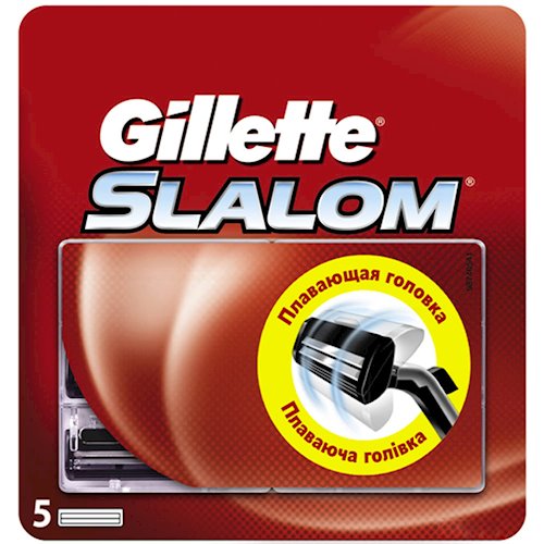 Бритвенные кассеты Gillette slalom 5шт (красные) 1уп (3014260286545)