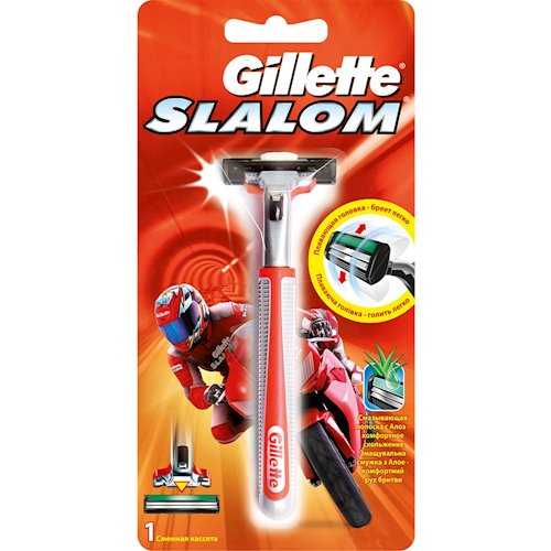 Бритвенный станок Gillette slalom с 1 сменной кассетой красная (7702018321469)